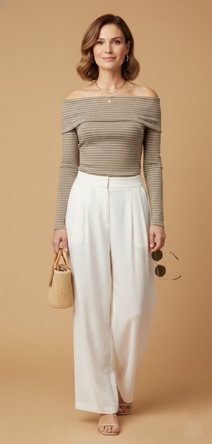 Blusa de Punto a Rayas con Escote Descubierto - Imagen 5