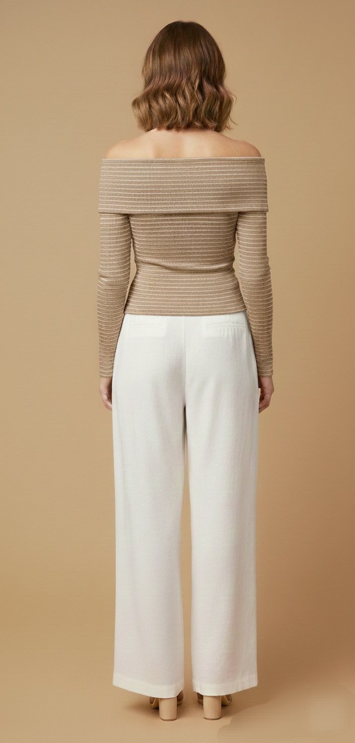 Blusa de Punto a Rayas con Escote Descubierto - Imagen 6