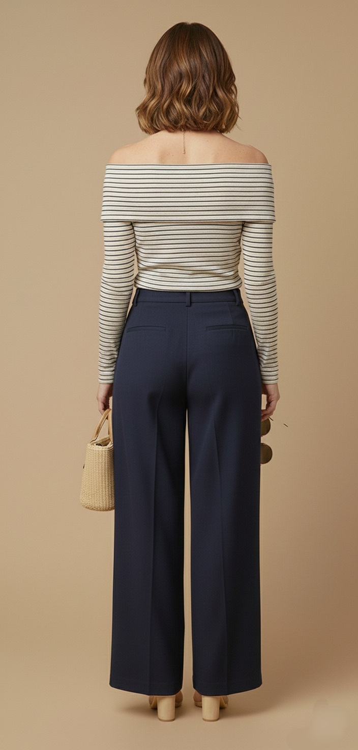 Blusa de Punto a Rayas con Escote Descubierto - Imagen 8