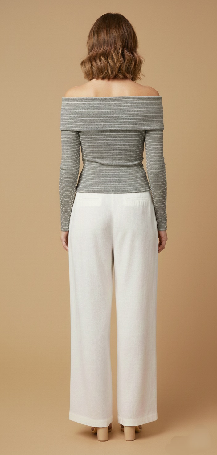 Blusa de Punto a Rayas con Escote Descubierto - Imagen 10