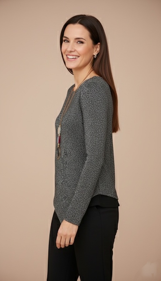 Blusa gris de manga larga Poliéster metálico a  - Imagen 2