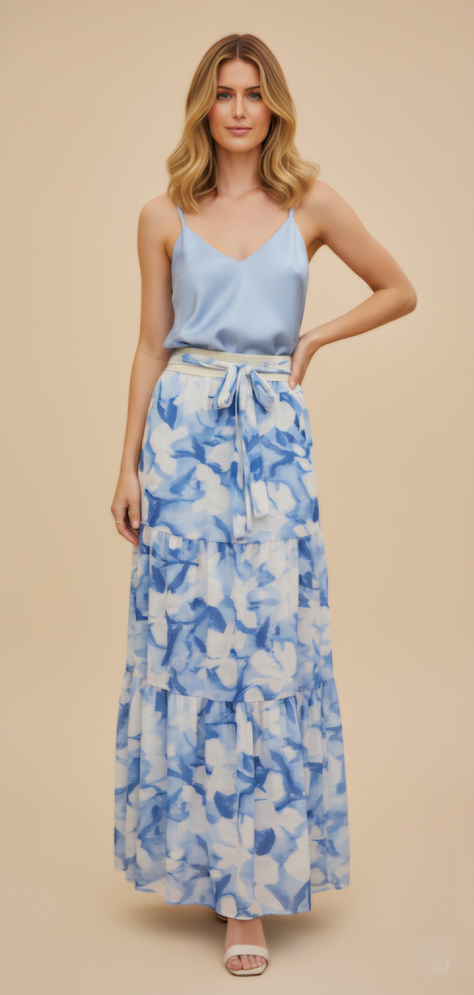 Falda Maxi Estampado Acuarela